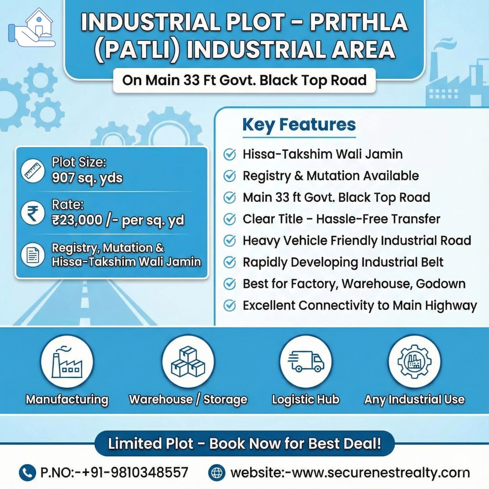 Industrial Plot in Prithla Palwal | Near KMP Expressway & NH-19 | Factory & Warehouse Land